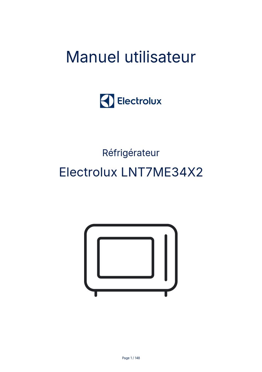 Page n°1 - Manuel utilisateur Electrolux LNT7ME34X2