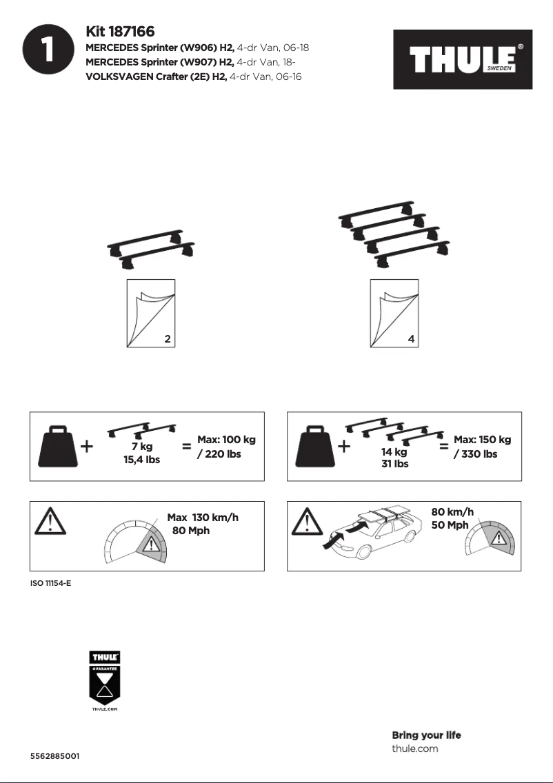 Page 1 de la notice Manuel utilisateur Thule Kit 187166