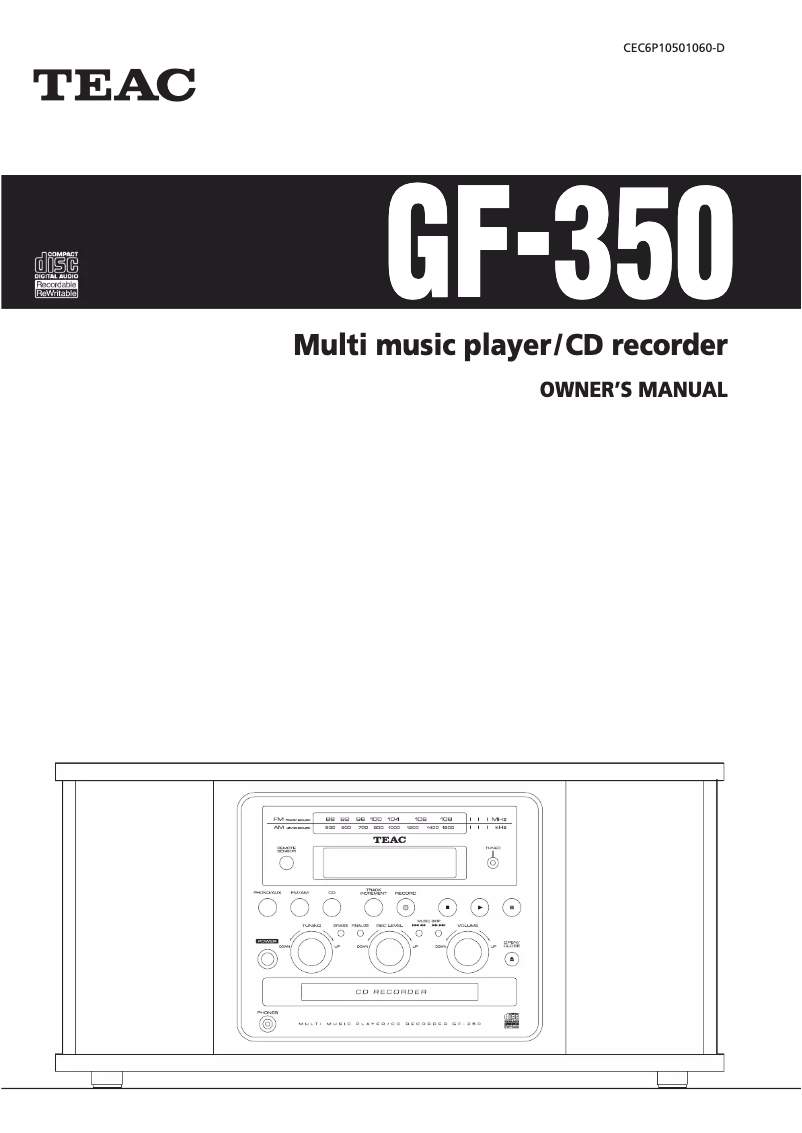 Page n°1 - Manuel utilisateur Teac GF-350