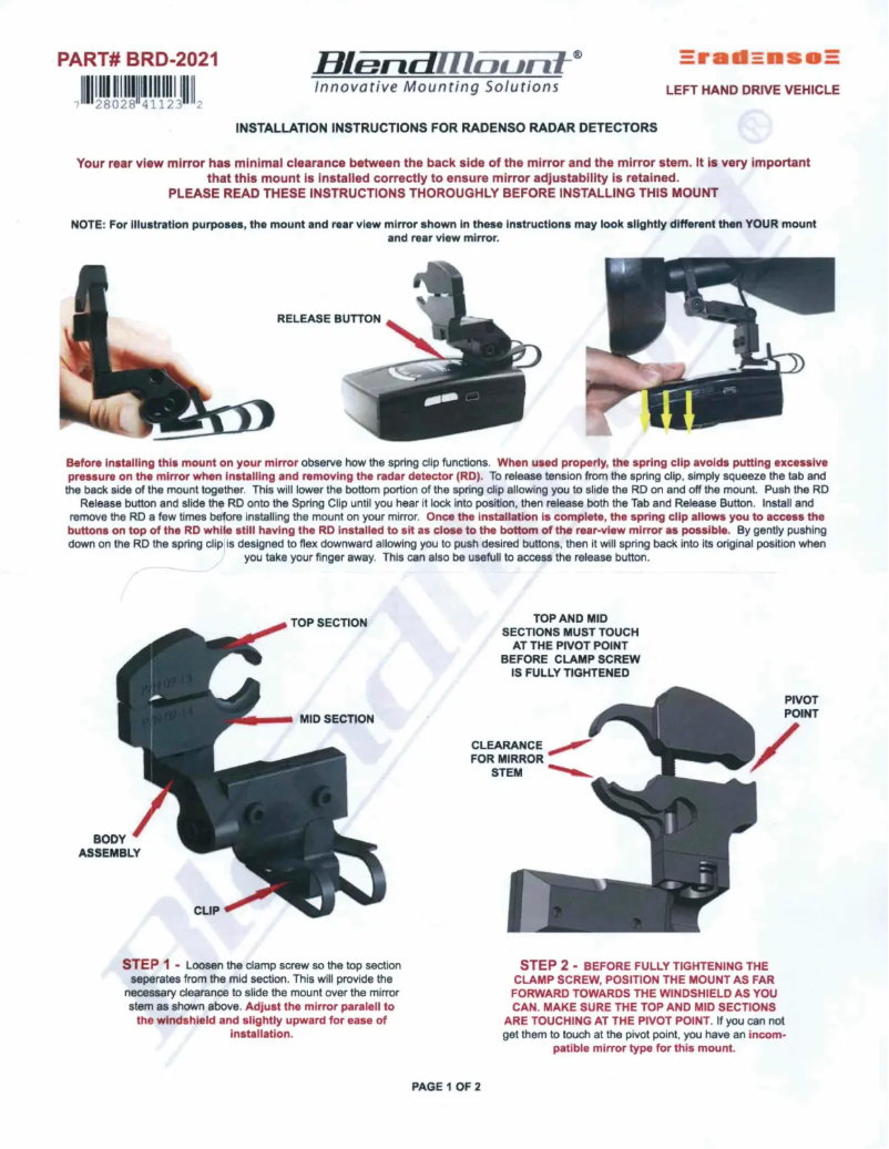 Página 1 del manual Manual de usuario BlendMount BRD-2021