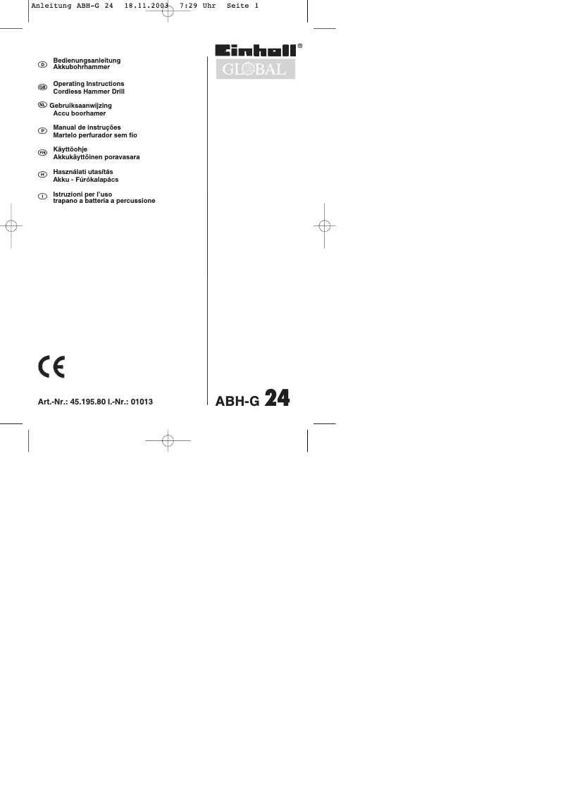 Page n°1 - Manuel utilisateur Global ABH-G 24V-2