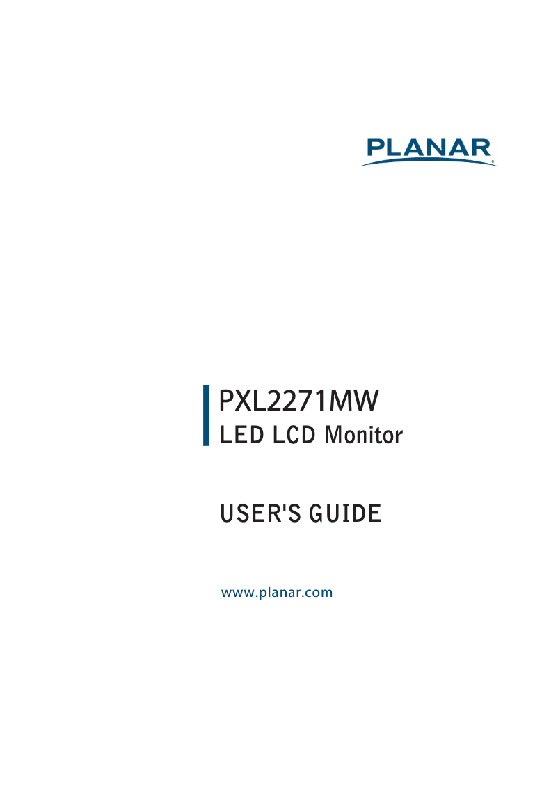 Page 1 of the manual User Manual Planar PXL2271MW