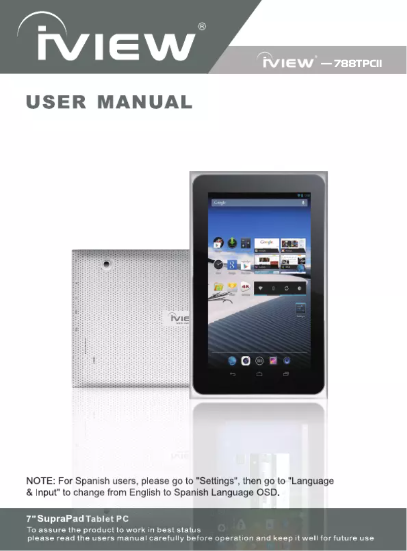 Page n°1 - Manuel utilisateur IVIEW SupraPad 788TPCII