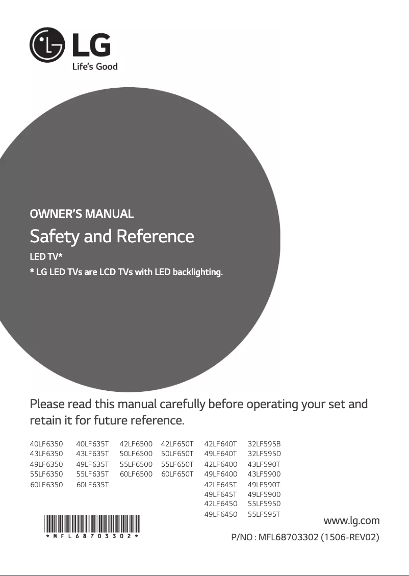 Page 1 de la notice Manuel utilisateur LG 43LF635T