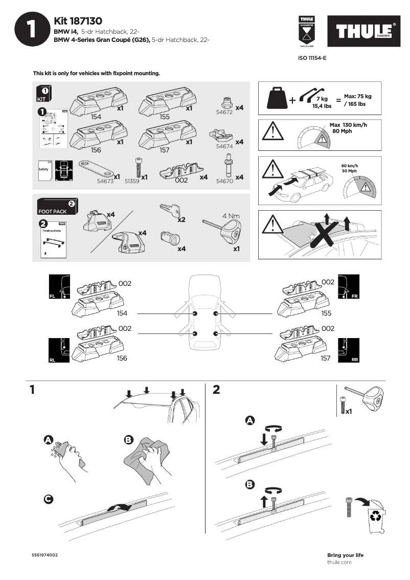 Page 1 de la notice Manuel utilisateur Thule Kit 187130
