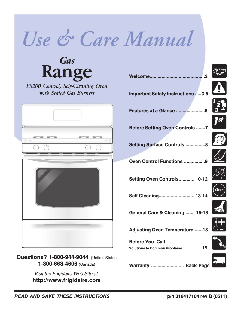Page 1 de la notice Manuel utilisateur Frigidaire FGF355DW