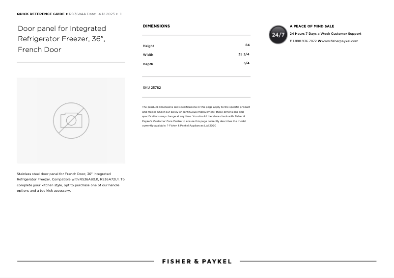 Page n°1 - Manuel utilisateur Fisher & Paykel RD3684A