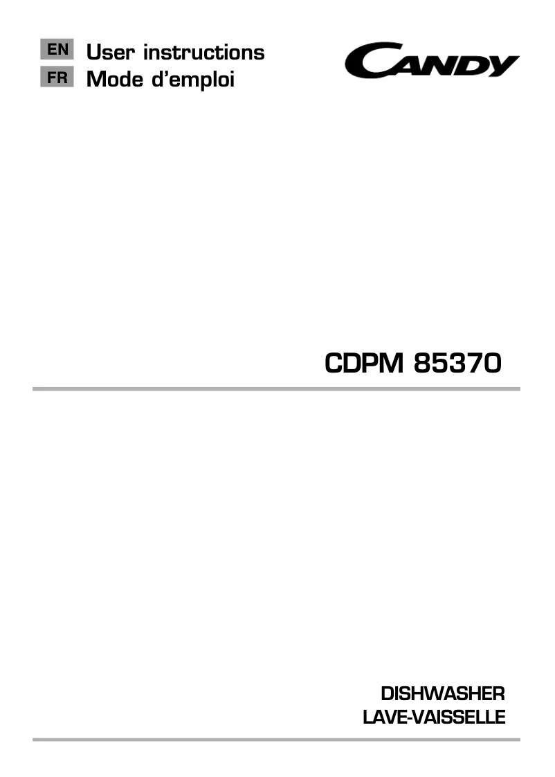 Page 1 de la notice Manuel utilisateur Candy CDPM 85370