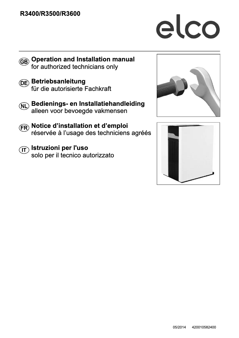 Page 1 de la notice Manuel utilisateur Elco R3600