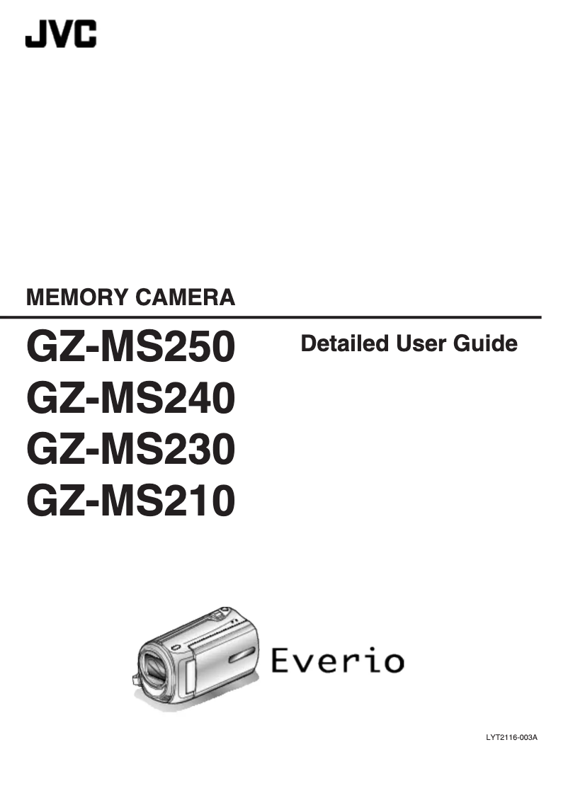 Image de la première page du manuel de l'appareil Everio GZ-MS250