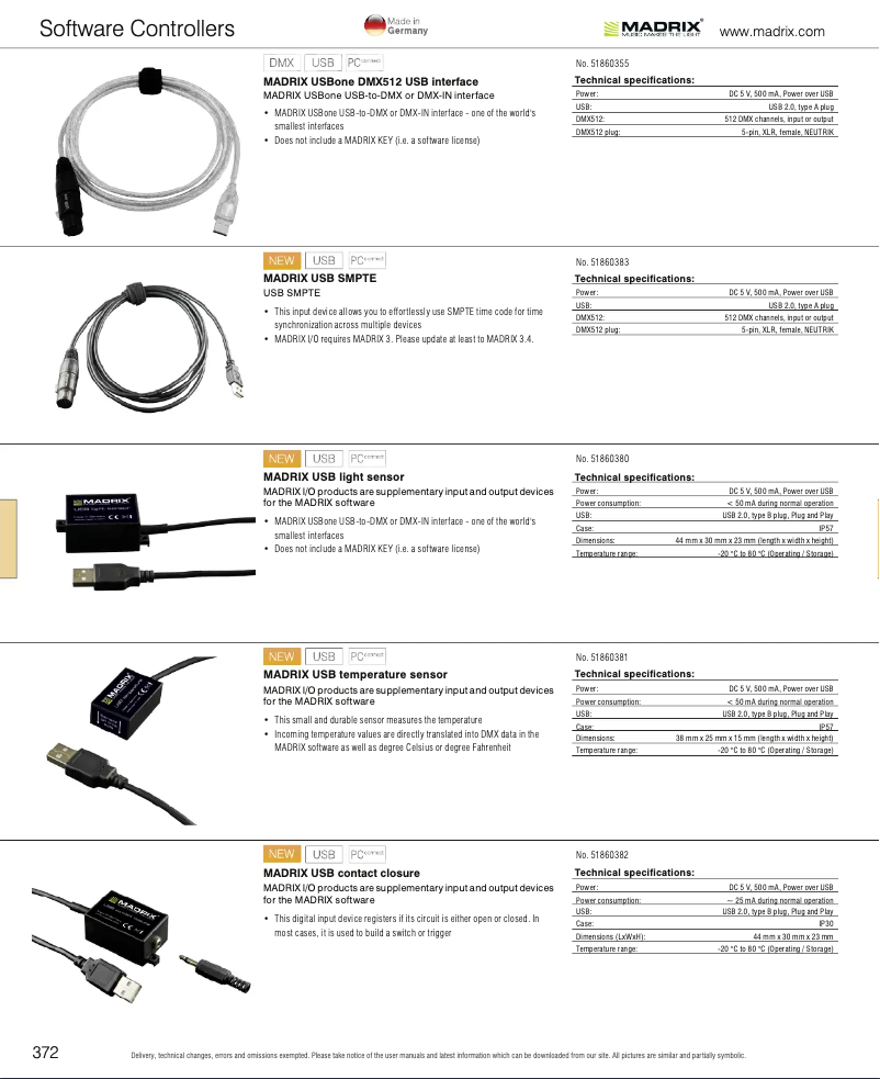 Page 1 de la notice Catalogue Madrix USB temperature