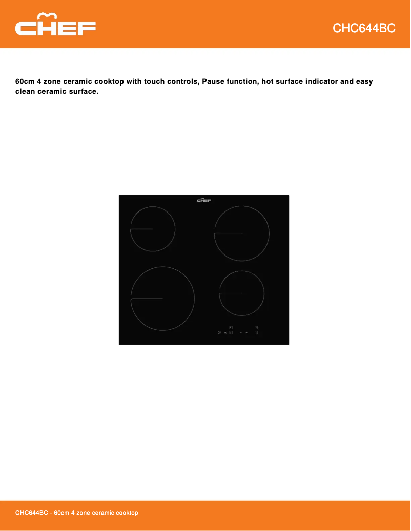 Page 1 de la notice Fiche technique Chef CHC644BC