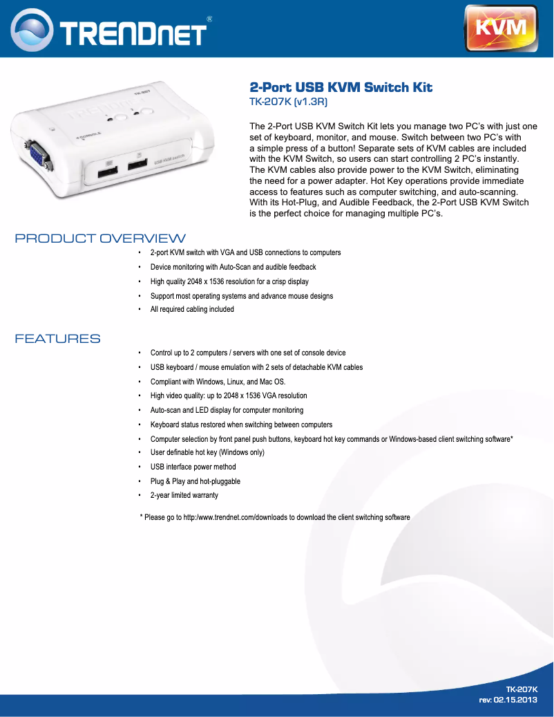 Image de la première page du manuel de l'appareil TK-207K