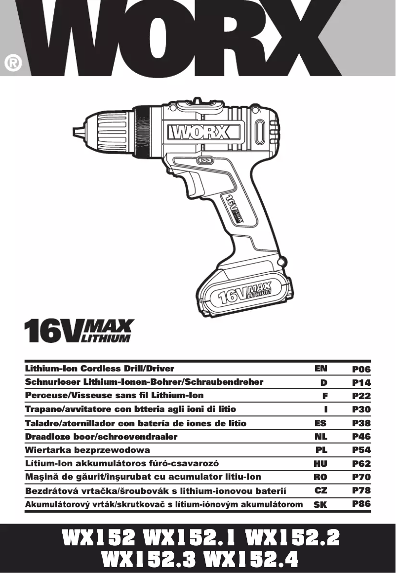 Page 1 de la notice Manuel utilisateur Worx WX152.1