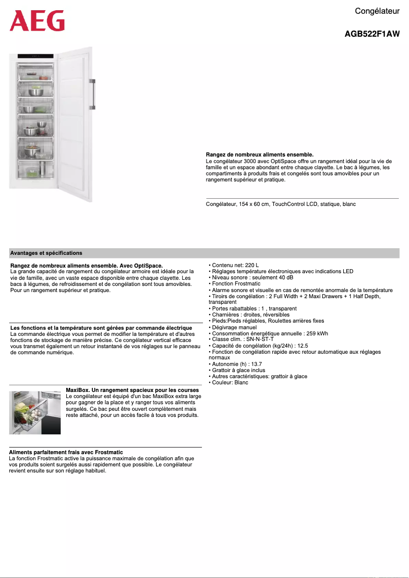 Page n°1 - Fiche technique AEG AGB522F1AW