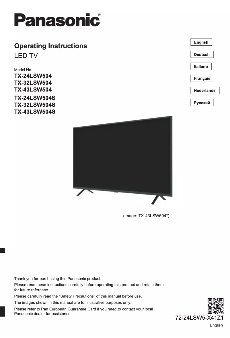 Page 1 de la notice Mode d'emploi Panasonic TX-24LSW504S