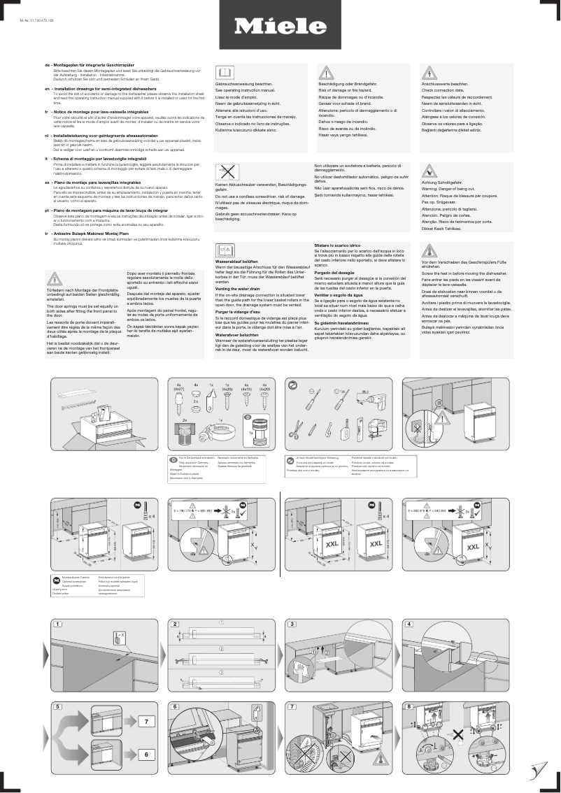 Page 1 de la notice Instructions / montage Miele G 5022 SCi Selection