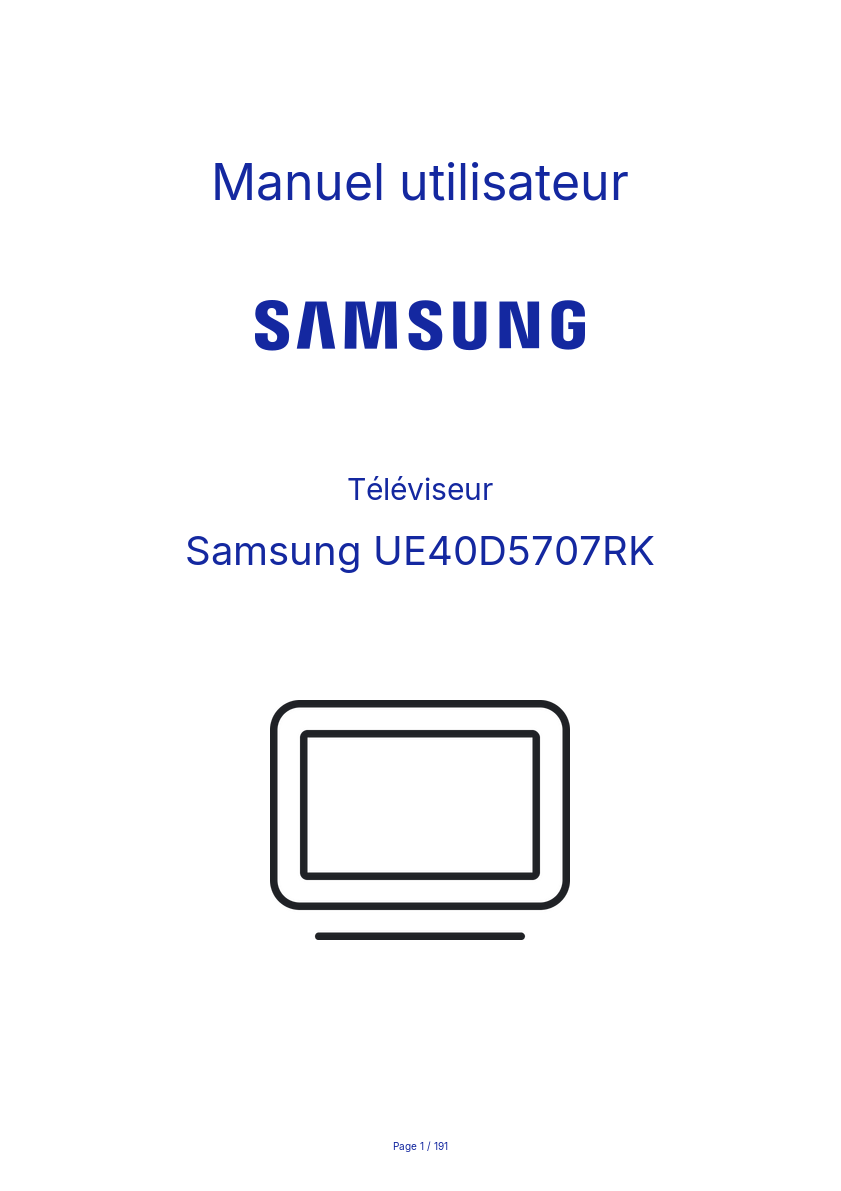 Page n°1 - Manuel utilisateur Samsung UE40D5707RK