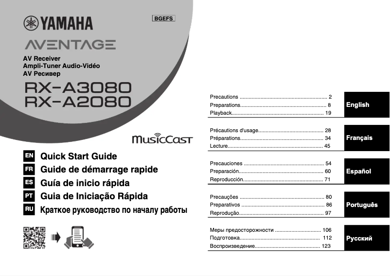 Page 1 of the manual User Manual Yamaha RX-A2080