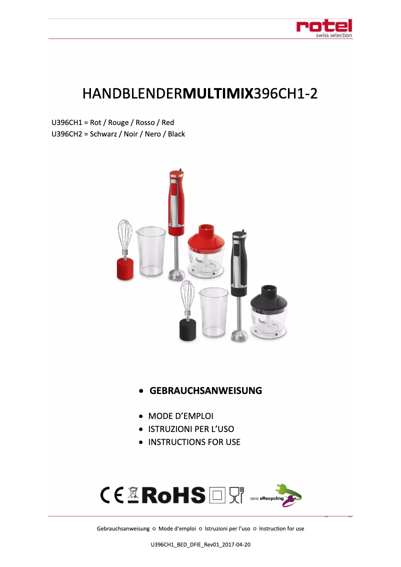 Page n°1 - Manuel utilisateur Rotel U396CH2