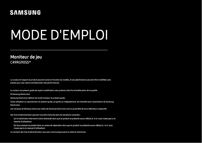 Image de la première page du manuel de l'appareil LC49RG90