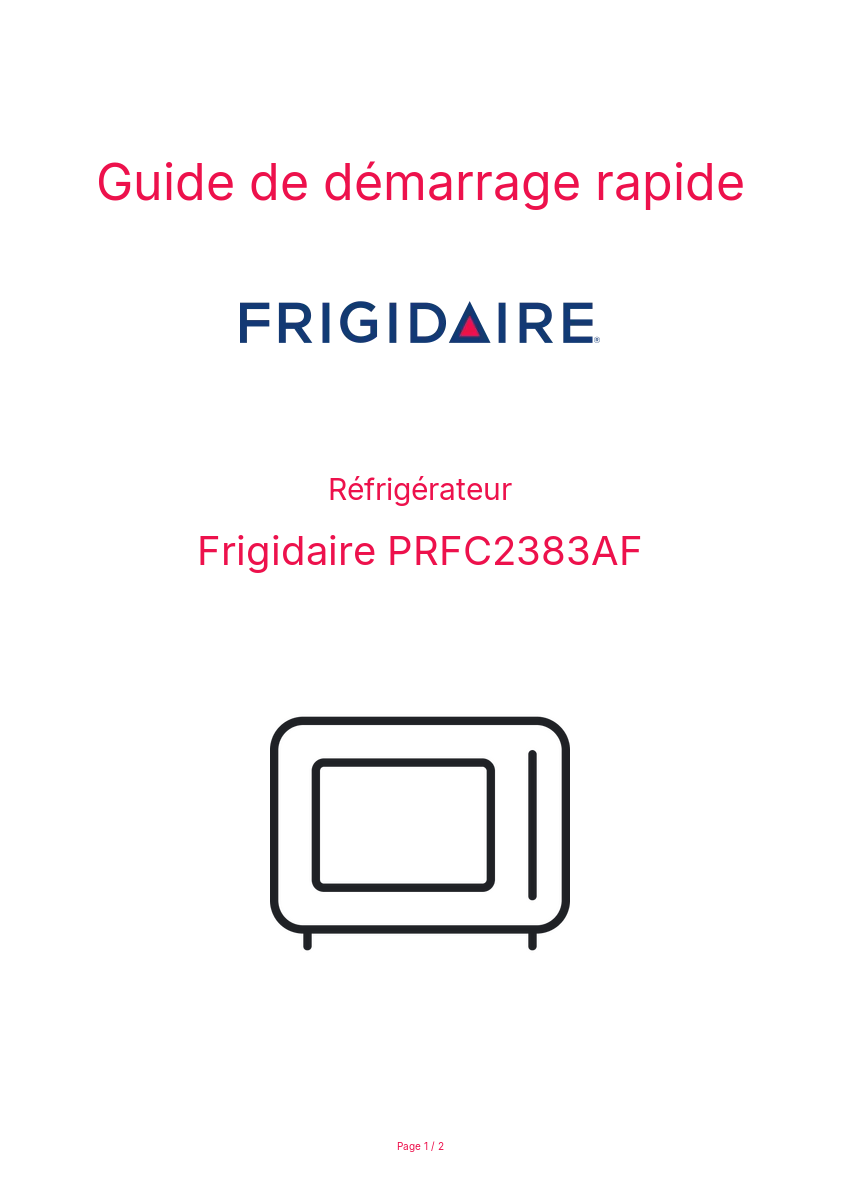 Image de la première page du manuel de l'appareil PRFC2383AF