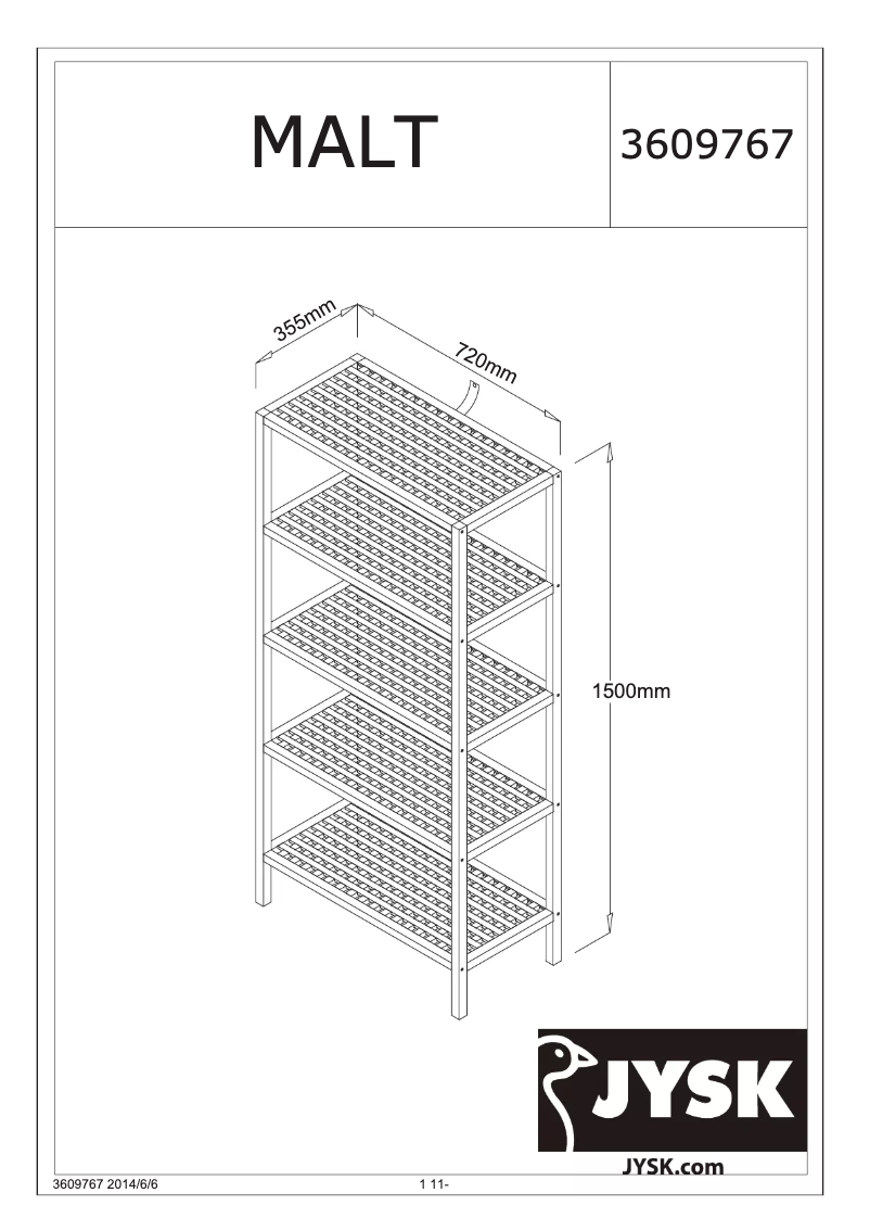Página 1 del manual Manual de usuario JYSK Malt (72x150x36)