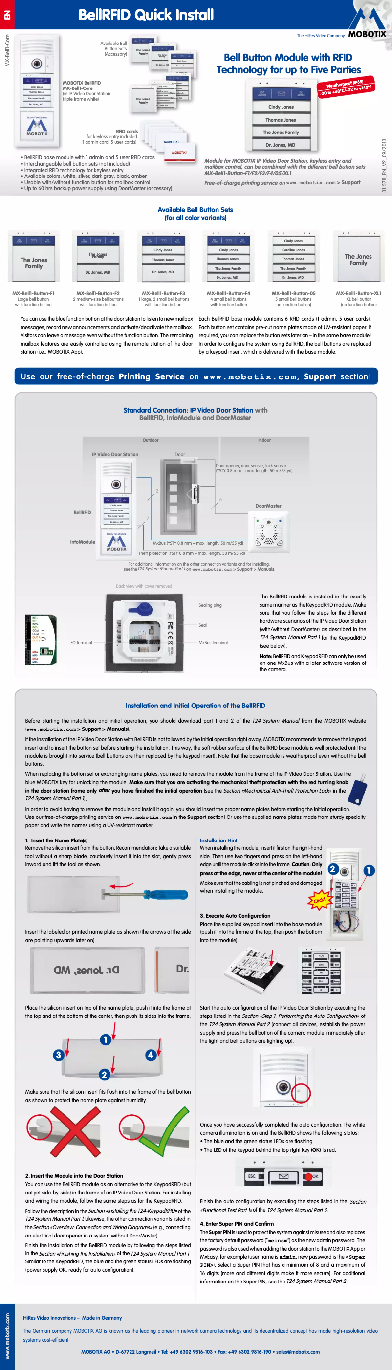Image de la première page du manuel de l'appareil MX-BELL1-BUTTON-XL1