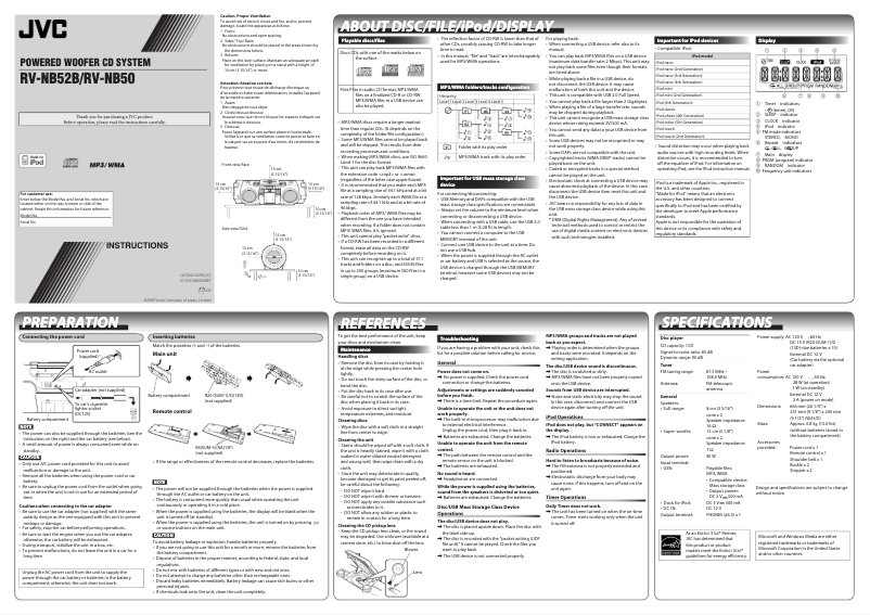 Image de la première page du manuel de l'appareil RV-NB50