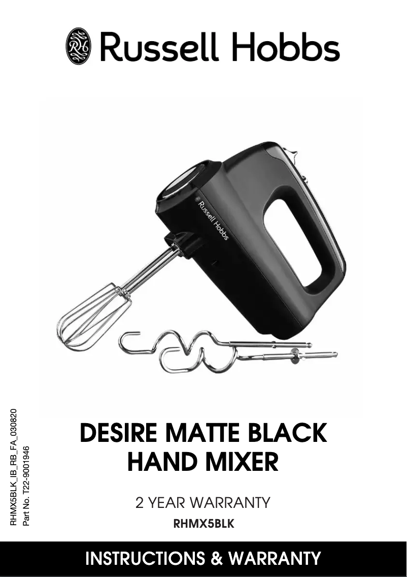 Page n°1 - Manuel utilisateur Russell Hobbs Desire RHMX5
