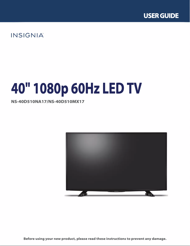 Page n°1 - Manuel utilisateur Insignia NS-40D510NA17