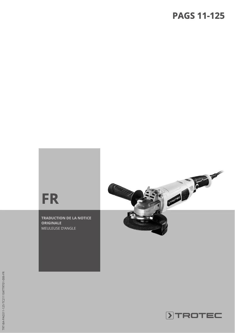 Page 1 de la notice Manuel utilisateur Trotec PAGS 11-125