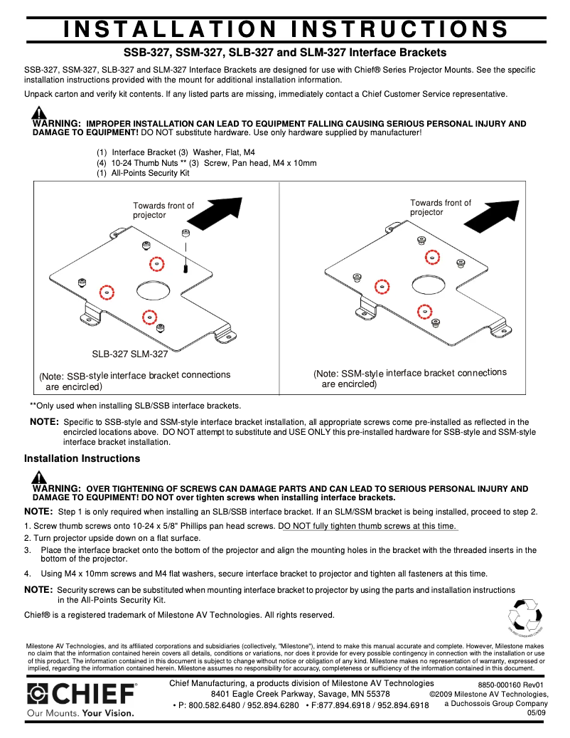 Page n°1 - Manuel utilisateur Chief SLM327