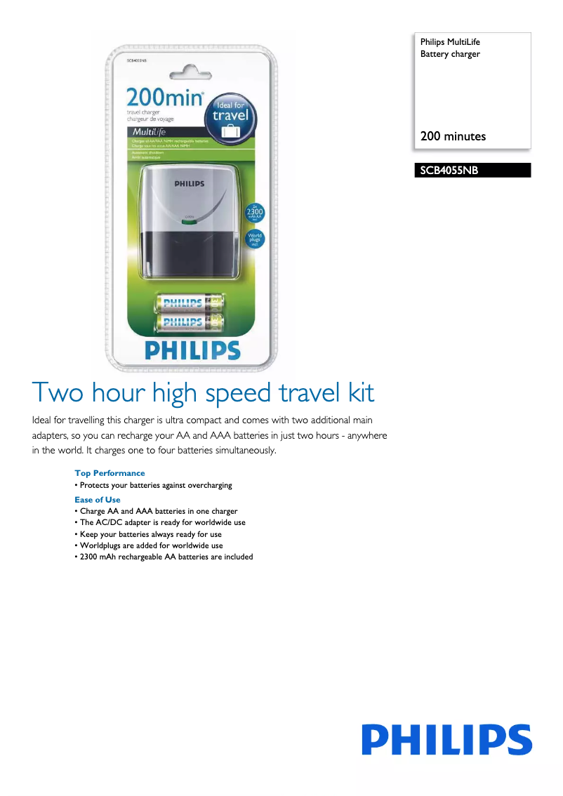Page 1 de la notice Brochure Philips Multilife SCB4055NB
