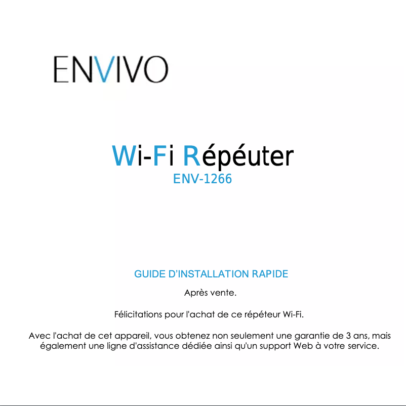 Page n°1 - Manuel utilisateur Envivo ENV-1266