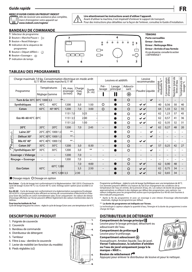 Page n°1 - Manuel utilisateur Indesit BTW S72200 BX/N