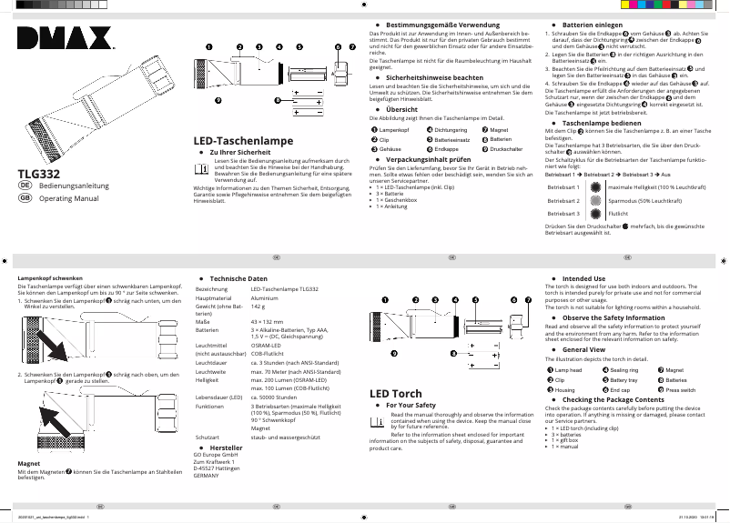 Image de la première page du manuel de l'appareil TLG332