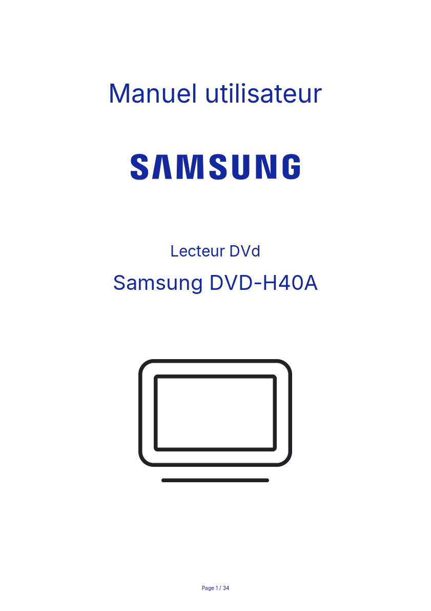Image de la première page du manuel de l'appareil DVD-H40A