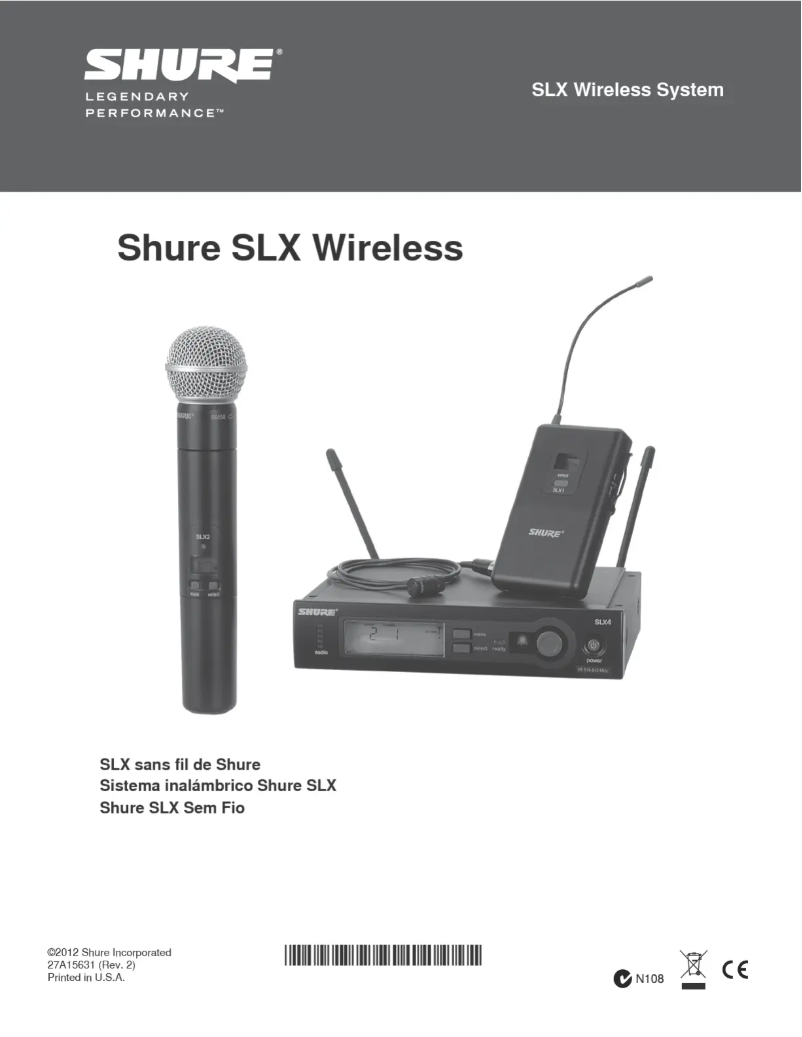 Page 1 de la notice Manuel utilisateur Shure SLX Wireless
