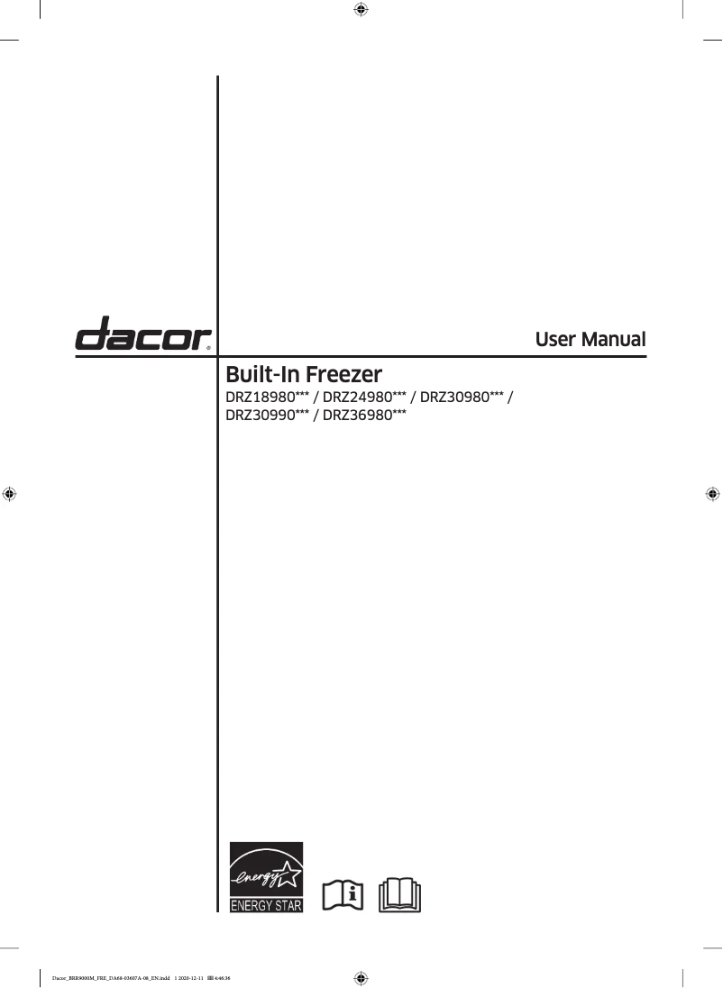 Page 1 de la notice Manuel utilisateur Dacor DRZ24980LAP