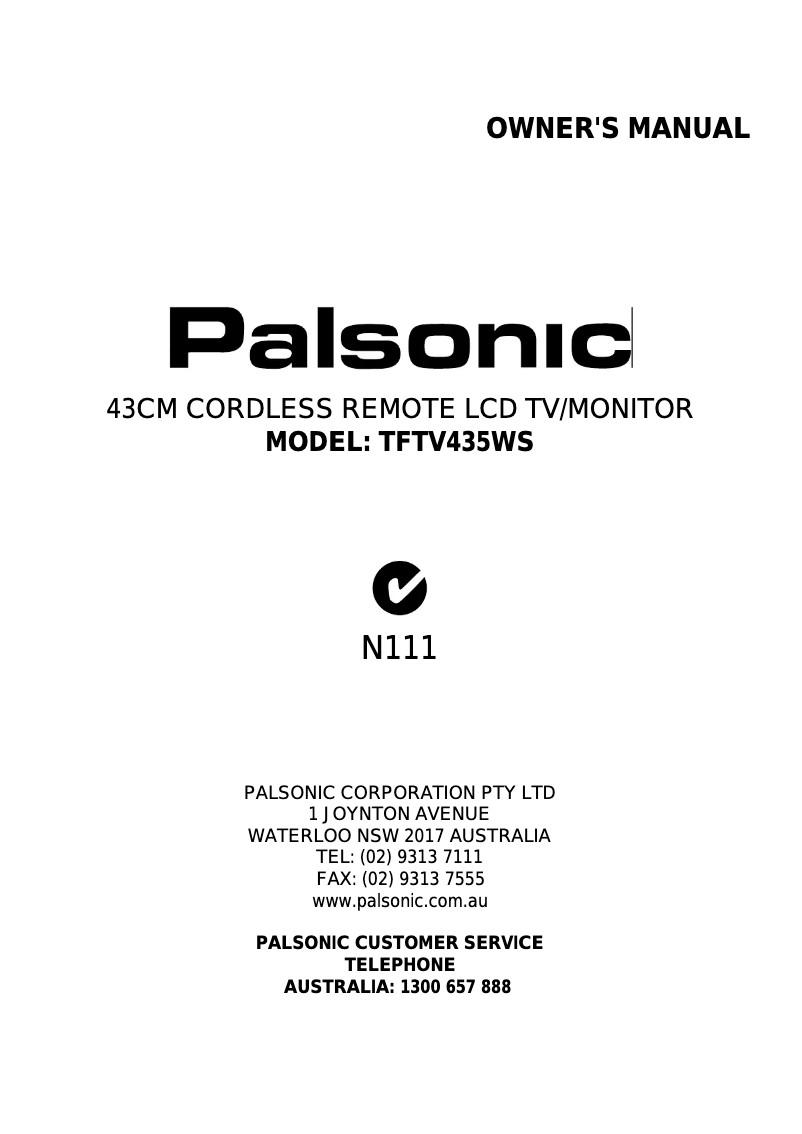 Page 1 de la notice Manuel utilisateur Palsonic TFTV435WS