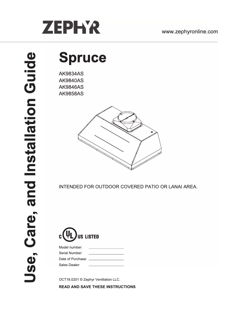 Page n°1 - Manuel utilisateur Zephyr AK9840AS