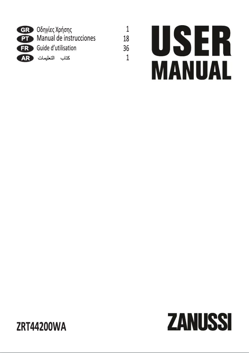 Page 1 de la notice Manuel utilisateur Zanussi ZRT44200WA