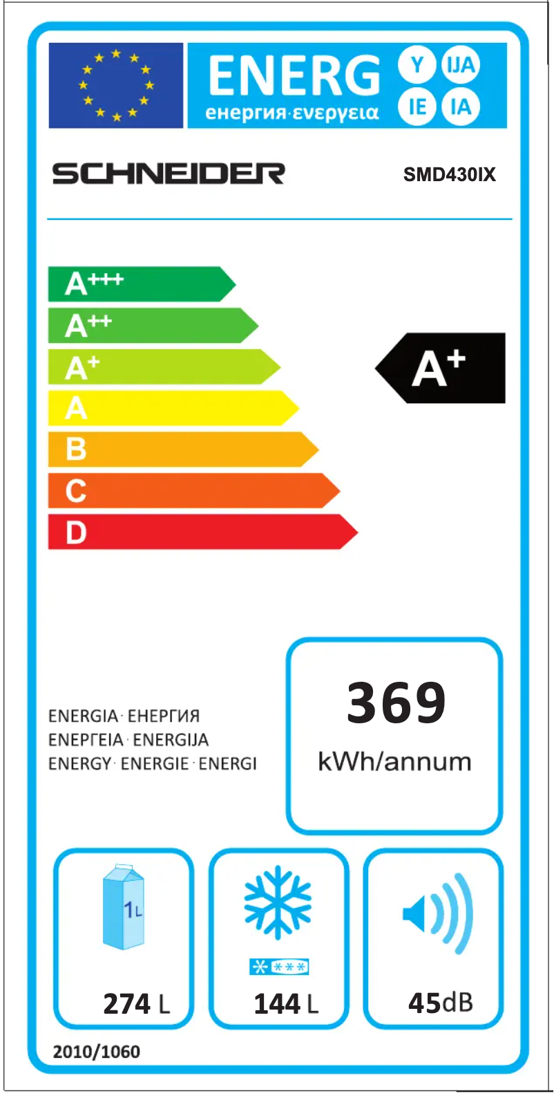 Page n°1 - Label énergétique Schneider SMD430IX