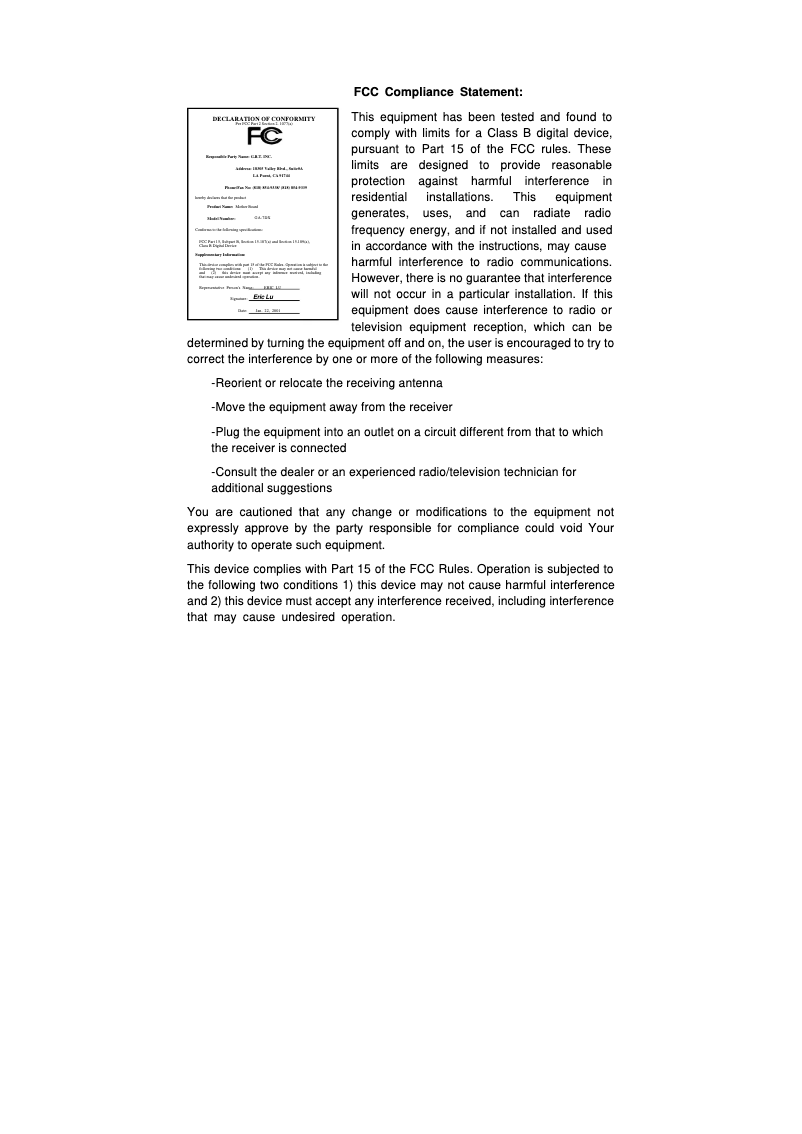 Page 1 de la notice Manuel utilisateur Gigabyte GA-7DX