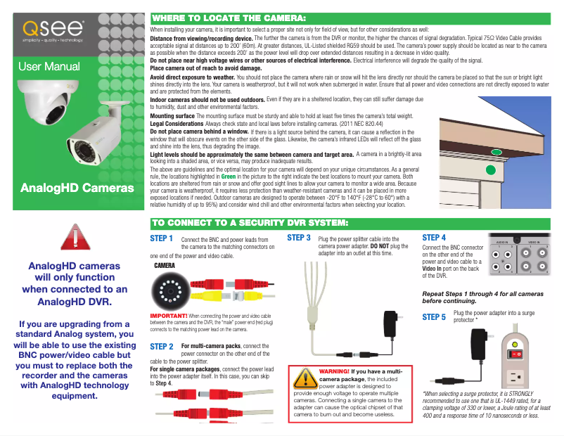 Page n°1 - Manuel utilisateur Q-See QCA8091B