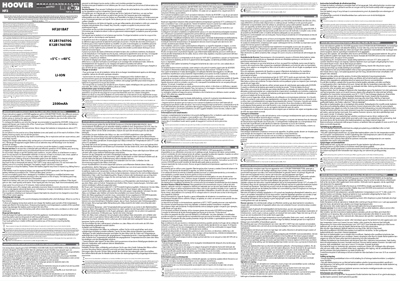 Página 1 del manual Instrucciones de seguridad Hoover HF210H 011
