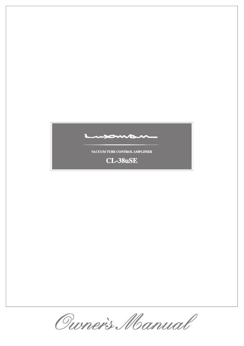 Page n°1 - Manuel utilisateur Luxman CL-38uSE