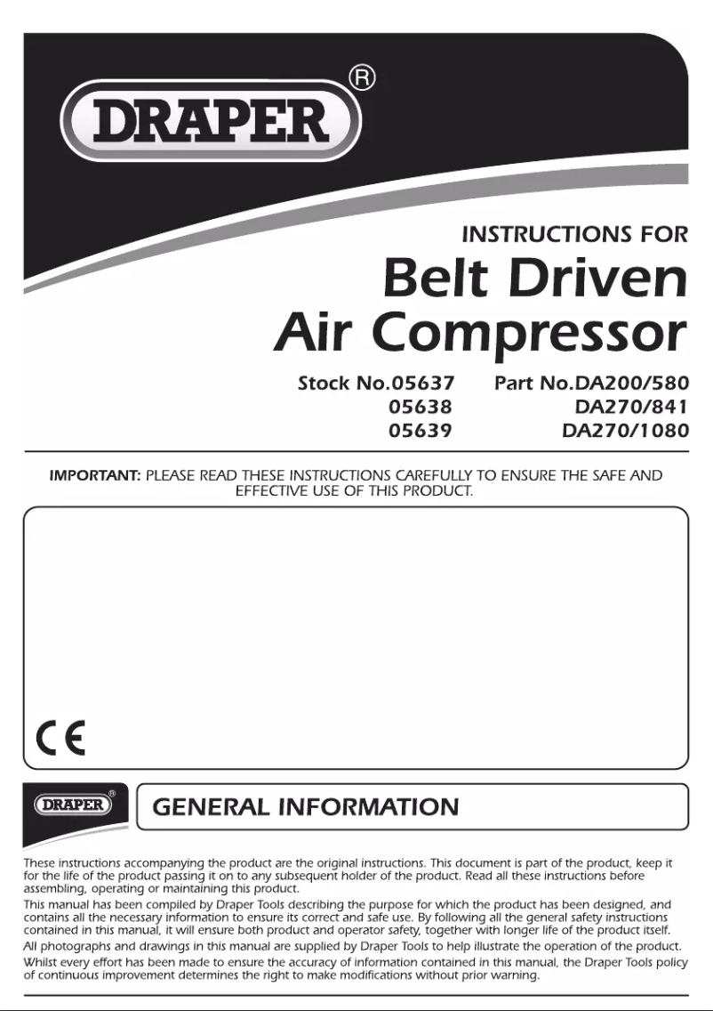 Page 1 de la notice Manuel utilisateur Draper 415V 200L