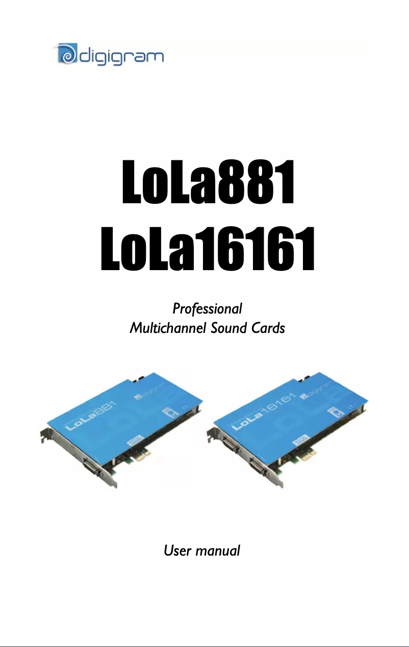 Page n°1 - Manuel utilisateur Digigram LoLa16161